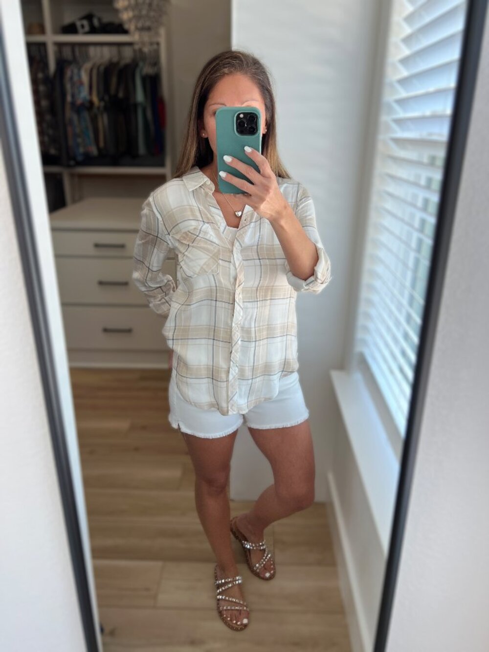 Lightweight Plaid Button-Up - Khaki - Picture 10 of 11